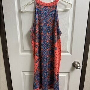 As U Wish Paisley Dress - Coral and Blue